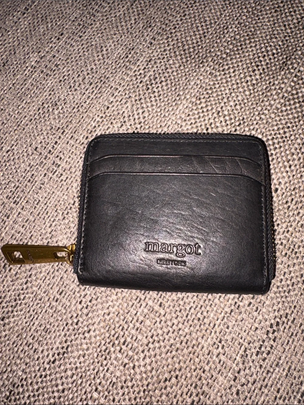 MARGOT NEW YORK LEATHER BLACK COMPACT WALLET